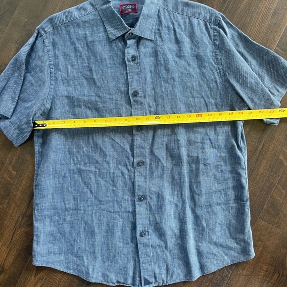 UNTUCKit Wrinkle-Resistant Linen Short-Sleeve Cameron Shirt Blue Size Medium - Picture 11 of 11